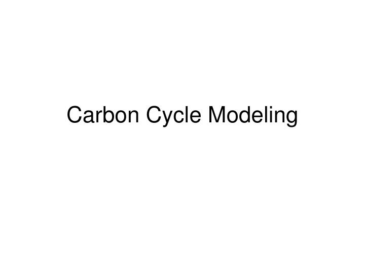 carbon cycle modeling