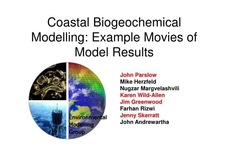 coastal biogeochemical modelling example movies of model results