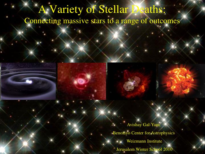 a variety of stellar deaths connecting massive stars to a range of outcomes