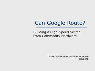 Can Google Route?
