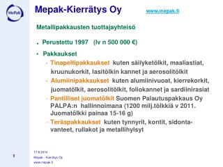 Mepak-Kierrätys Oy 	 mepak.fi