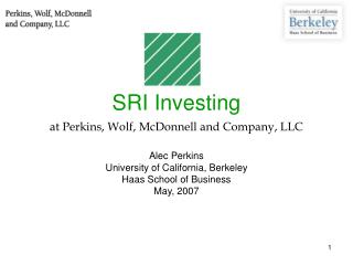 SRI Investing at Perkins, Wolf, McDonnell and Company, LLC