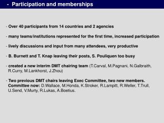 - Participation and memberships