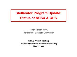 Stellarator Program Update: Status of NCSX &amp; QPS