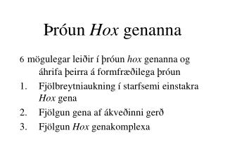 r un hox genanna
