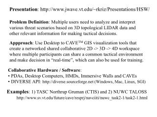 Examples : 1) TASC Northrup Gruman (CTIS) and 2) NUWC TALOSS