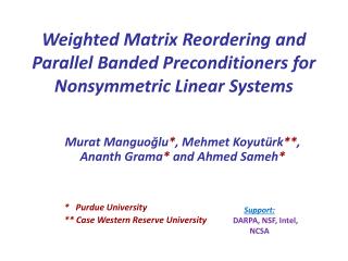 Weighted Matrix Reordering and Parallel Banded Preconditioners for Nonsymmetric Linear Systems