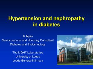 Hypertension and nephropathy in diabetes