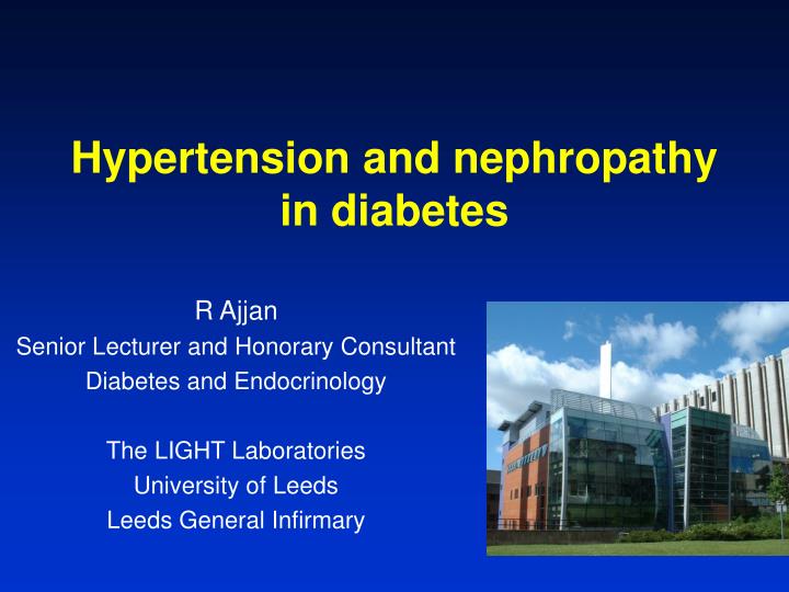 hypertension and nephropathy in diabetes