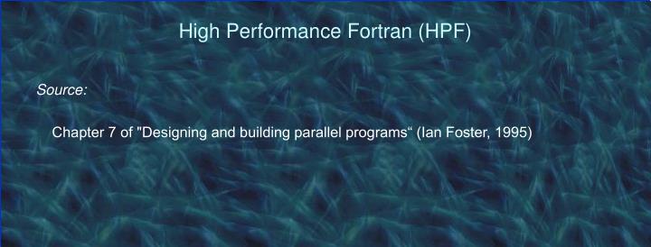 high performance fortran hpf