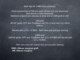 Male Age 64. CABG 6yrs previously.