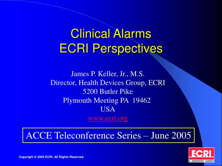 clinical alarms ecri perspectives