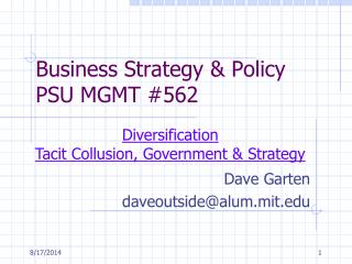 Business Strategy &amp; Policy PSU MGMT #562