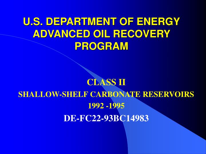 u s department of energy advanced oil recovery program