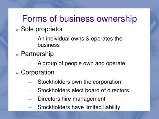 Forms of business ownership