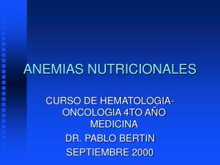 anemias nutricionales