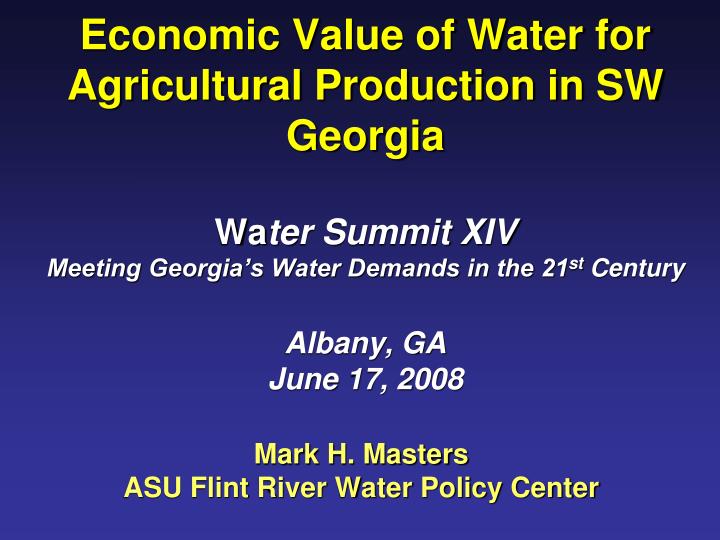 mark h masters asu flint river water policy center
