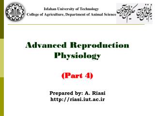 Advanced Reproduction Physiology (Part 4)