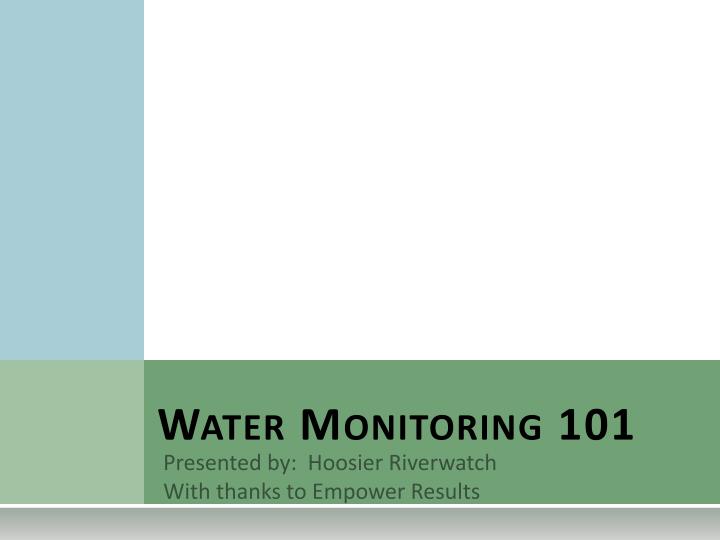 water monitoring 101