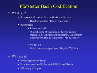 Pfafstetter Basin Codification