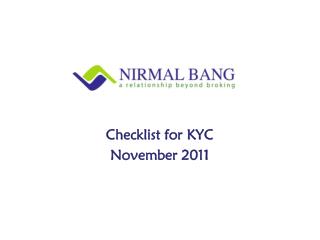 Checklist for KYC November 2011