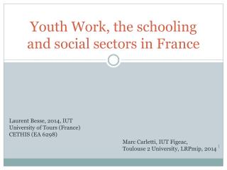 Youth Work, the schooling and social sectors in France