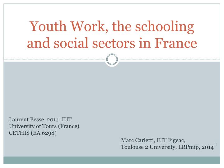 youth work the schooling and social sectors in france