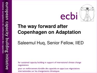 The way forward after Copenhagen on Adaptation Saleemul Huq, Senior Fellow, IIED