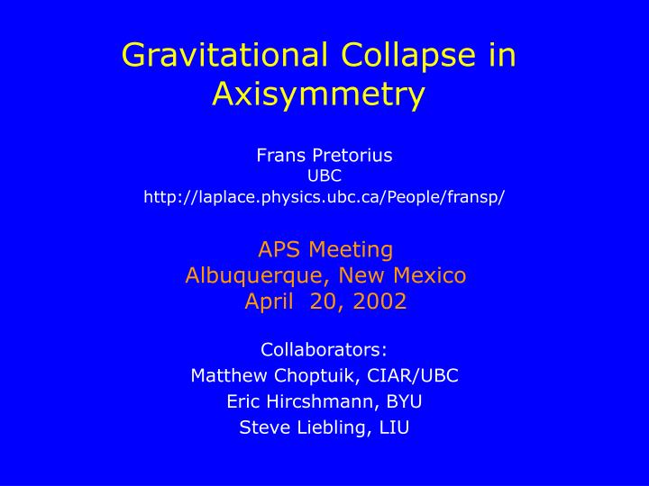gravitational collapse in axisymmetry