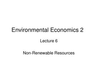 Environmental Economics 2