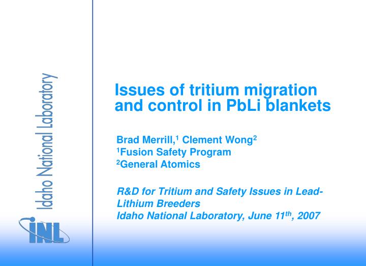 issues of tritium migration and control in pbli blankets