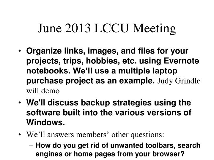 june 2013 lccu meeting