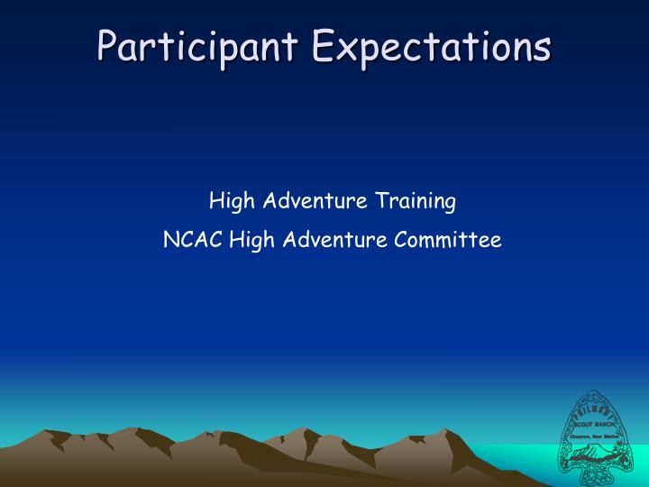 participant expectations