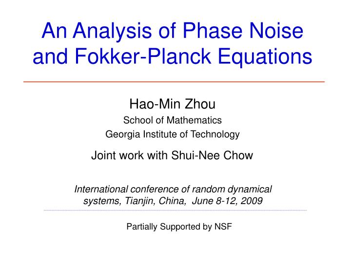 an analysis of phase noise and fokker planck equations