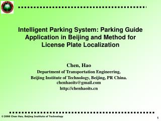 Chen, Hao Department of Transportation Engineering,
