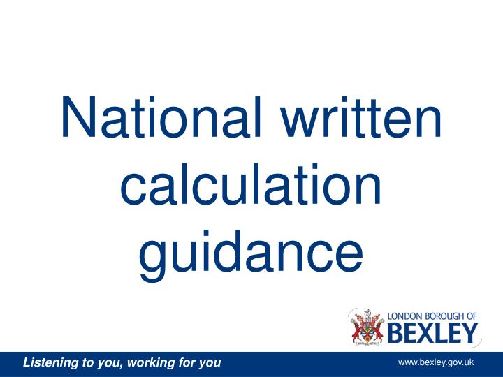 national written calculation guidance