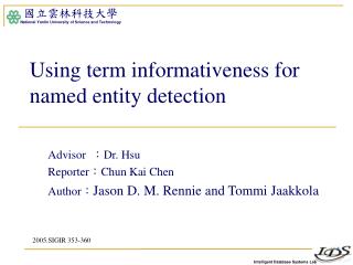 Using term informativeness for named entity detection