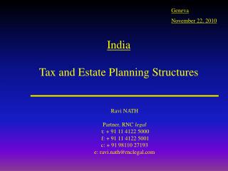 India Tax and Estate Planning Structures