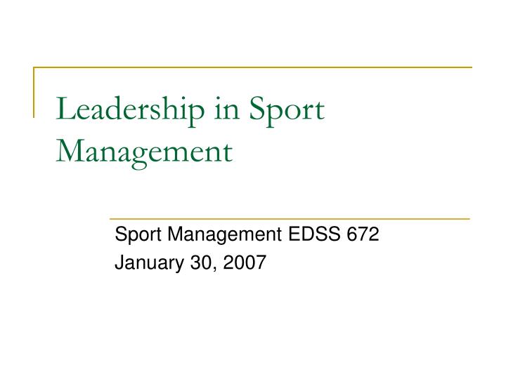 leadership in sport management