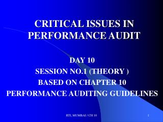 CRITICAL ISSUES IN PERFORMANCE AUDIT