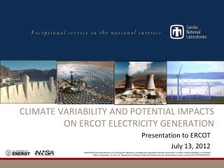 CLIMATE Variability and Potential Impacts on ERCOT Electricity Generation