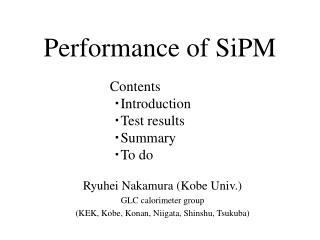 Performance of SiPM