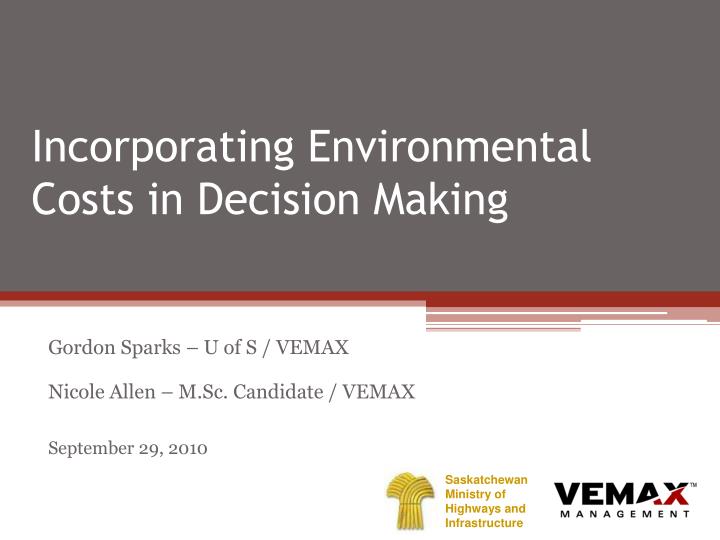incorporating environmental costs in decision making