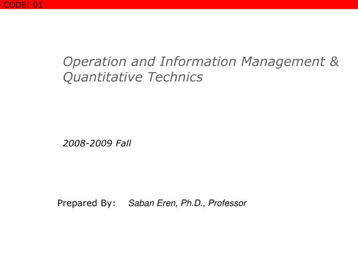 operation and information management quantitative technics