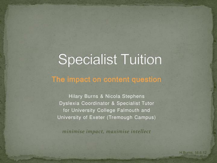 specialist tuition
