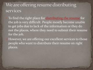 Resume Distribution Services
