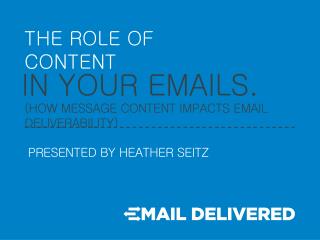 The Role of Content in your Email