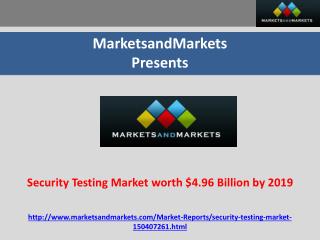 Security Testing Market worth $4.96 Billion by 2019