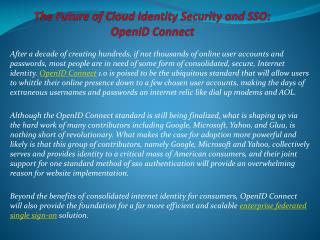 The Future of Cloud Identity Security and SSO: OpenID Conne