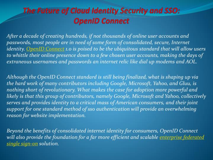 the future of cloud identity security and sso openid connect